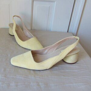 Topshop Justify Pale Yellow Suede Slingback Heels sz 39
